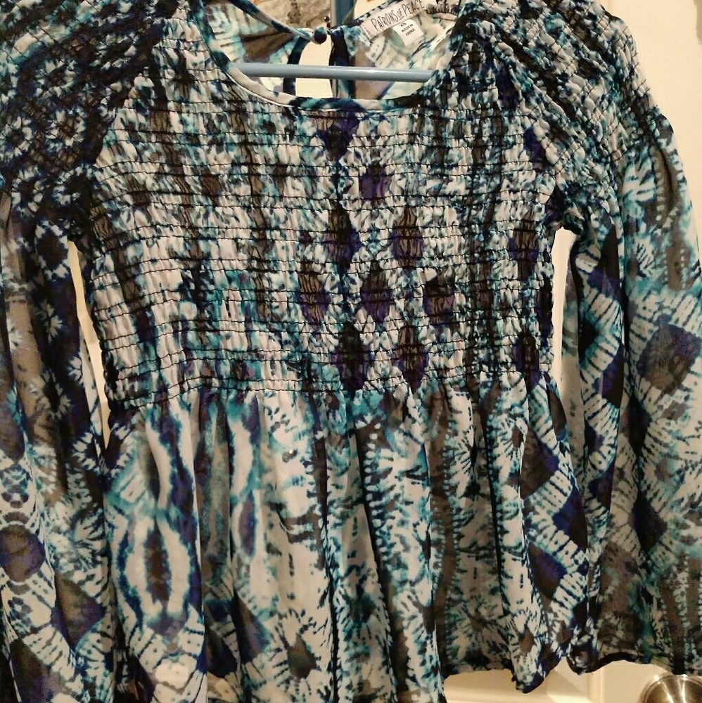 Patrons of Peace Sheer Tie Dye Blouse